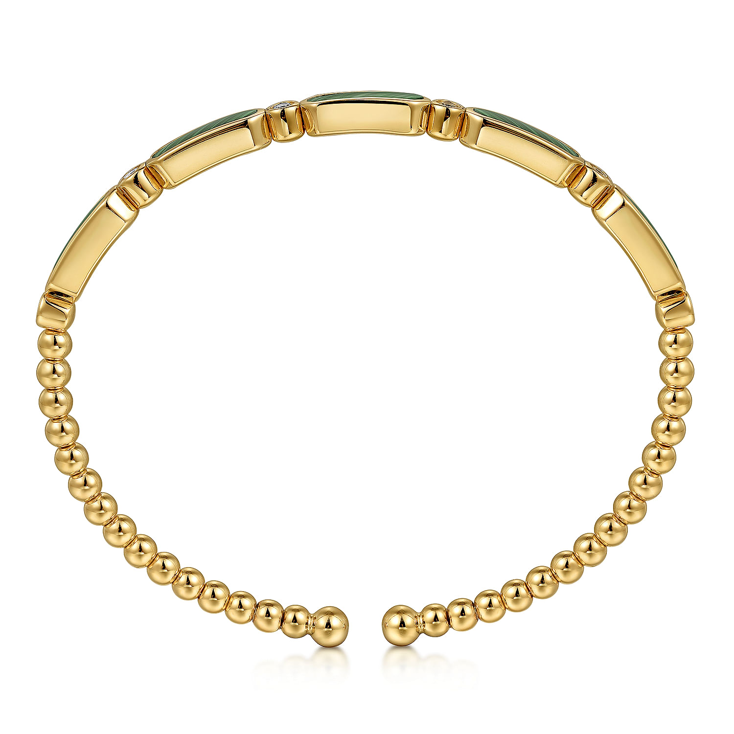 Gabriel & Co. 14K Yellow Gold Malachite and Diamond Bangle