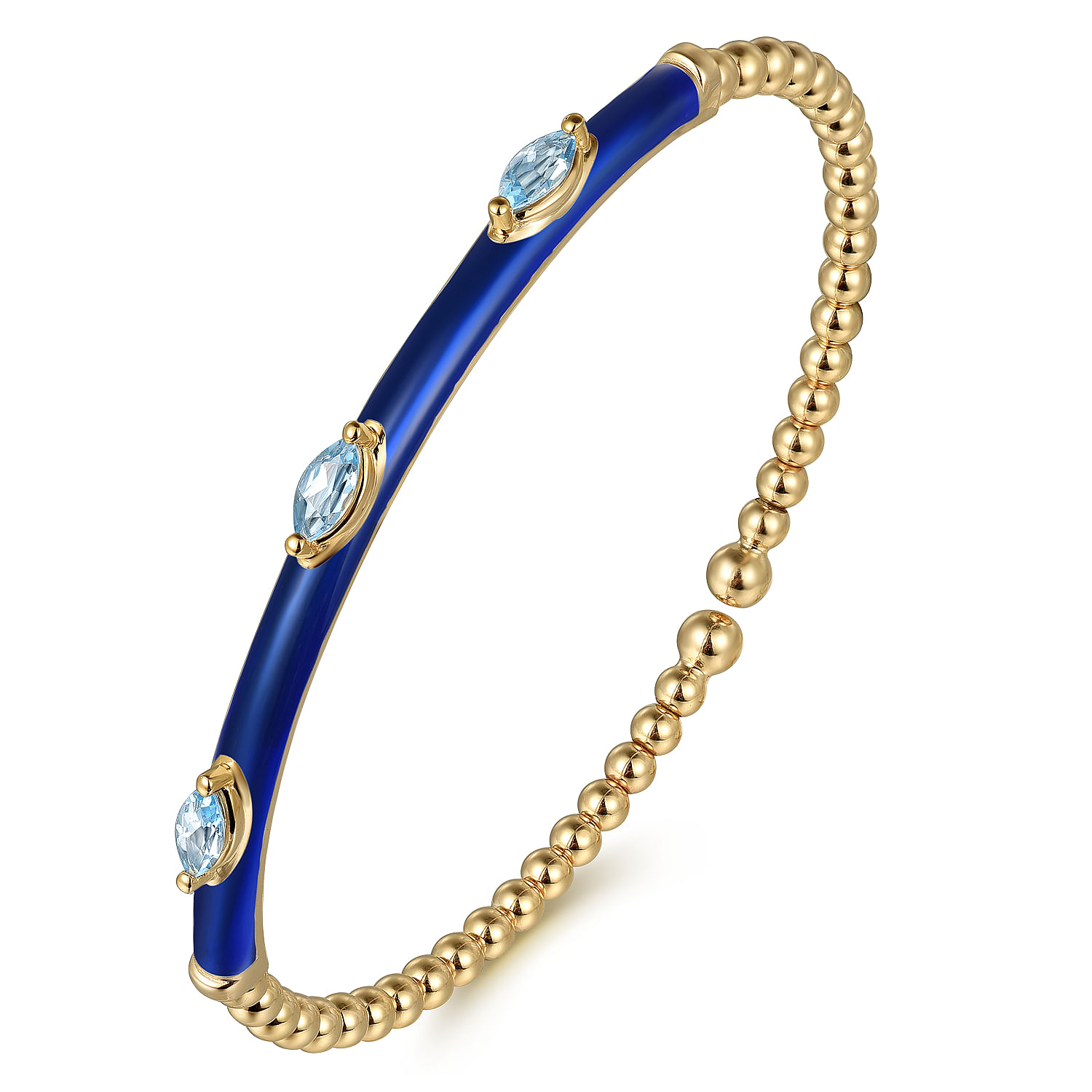 Gabriel & Co. 14K Yellow Gold Swiss Blue Topaz Bangle