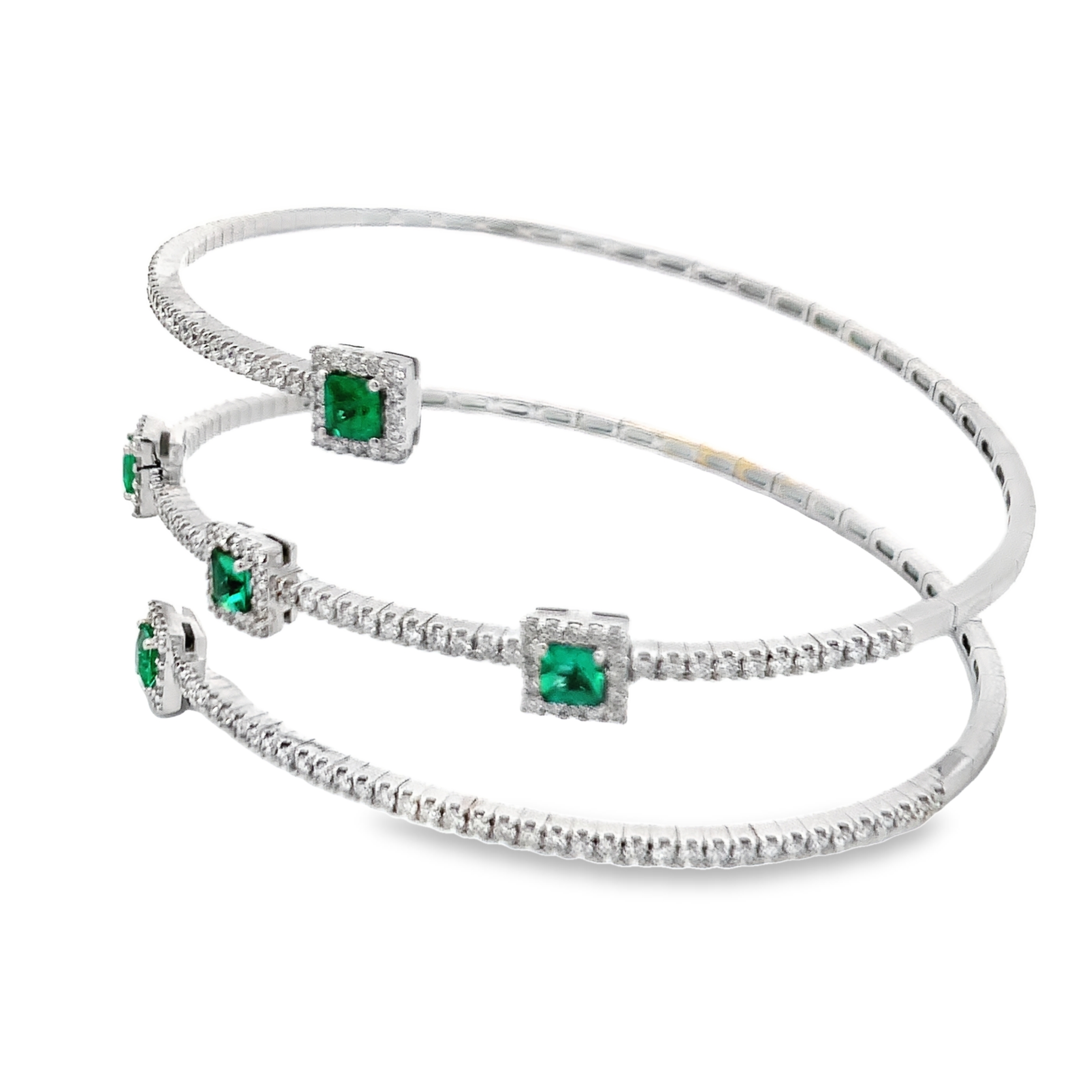 Giloro 18K White Gold Emerald Wrap Bracelet