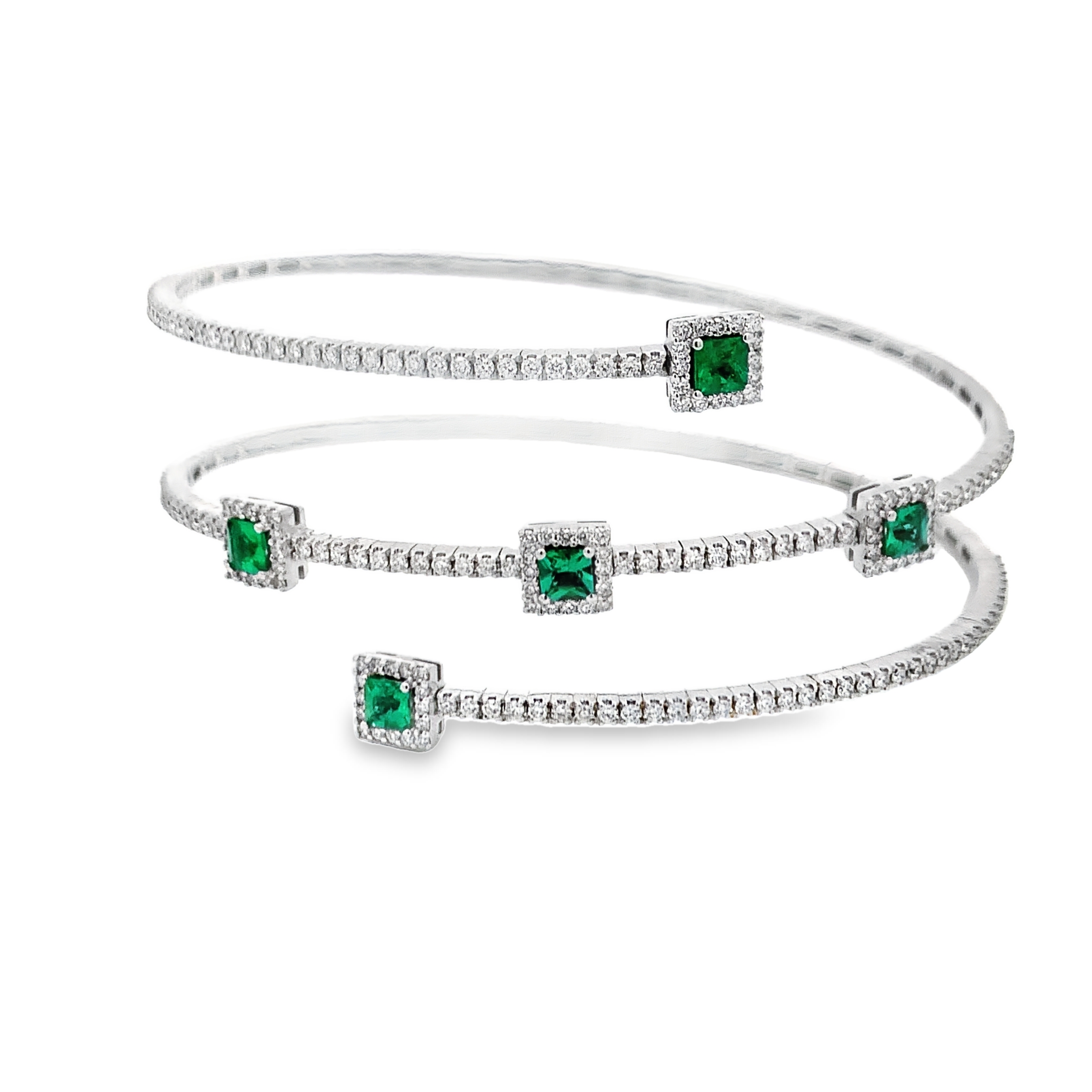 Giloro 18K White Gold Emerald Wrap Bracelet