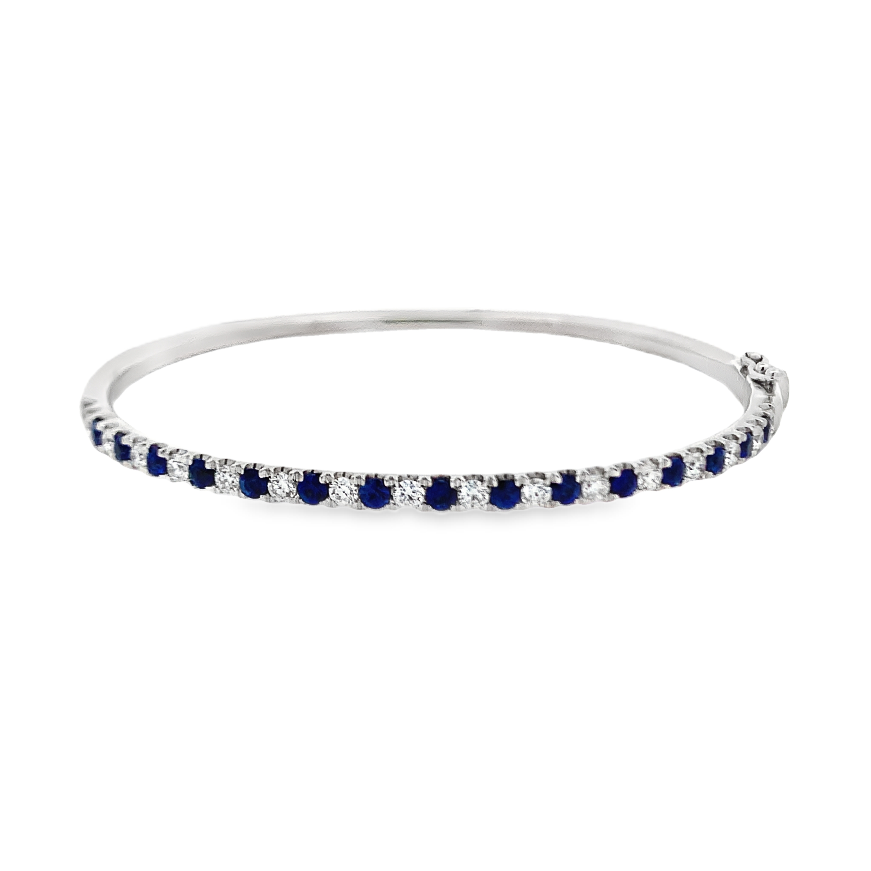 18K White Gold Sapphire and Diamond Bangle