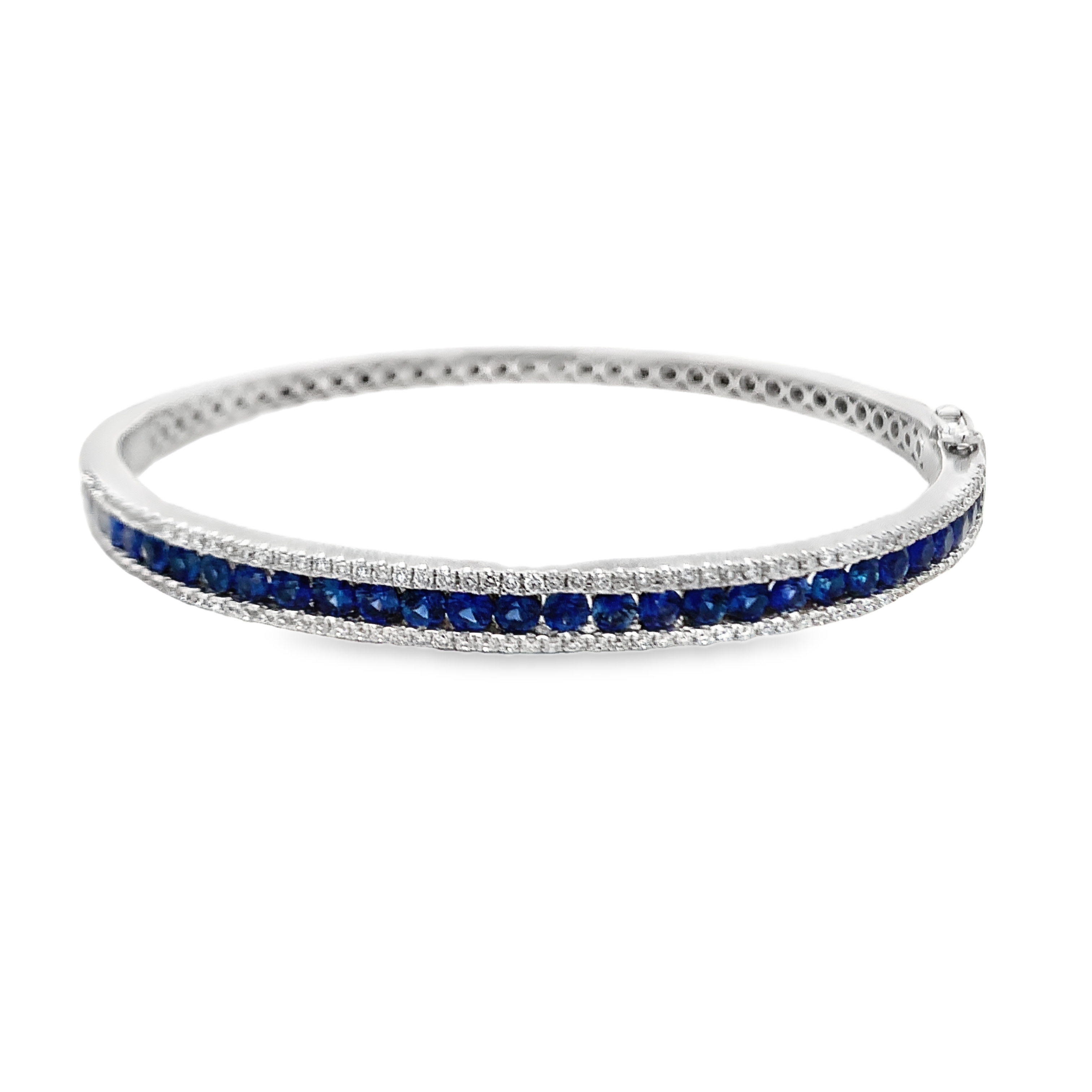 18K  White Gold Sapphire and Diamond Bangle