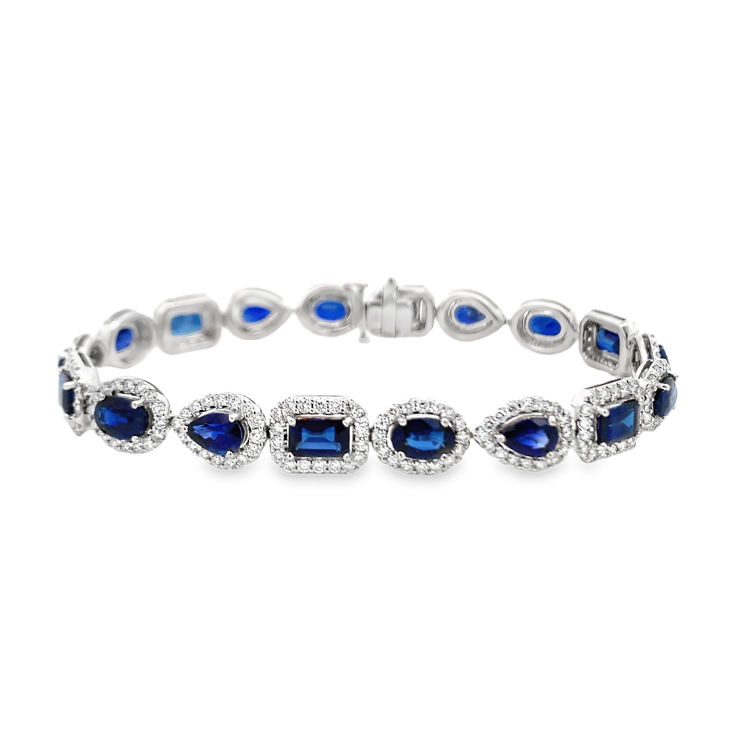 18K White Gold Mixed-Shape Sapphire Bracelet