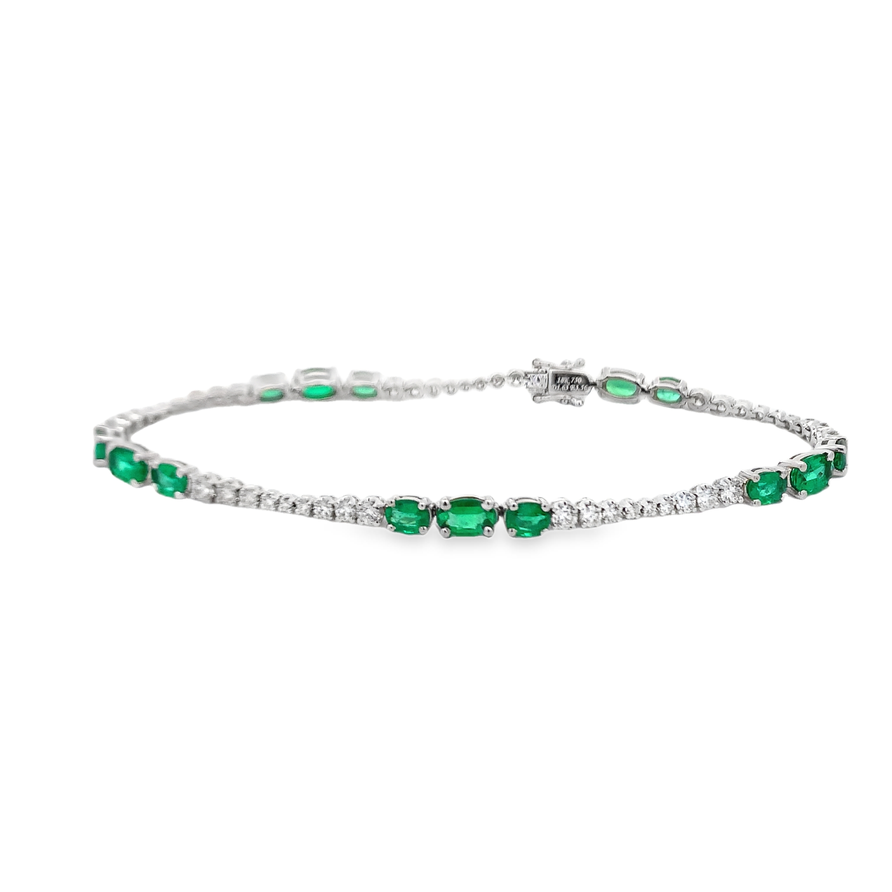 18K White Gold Emerald and Diamond Bracelet