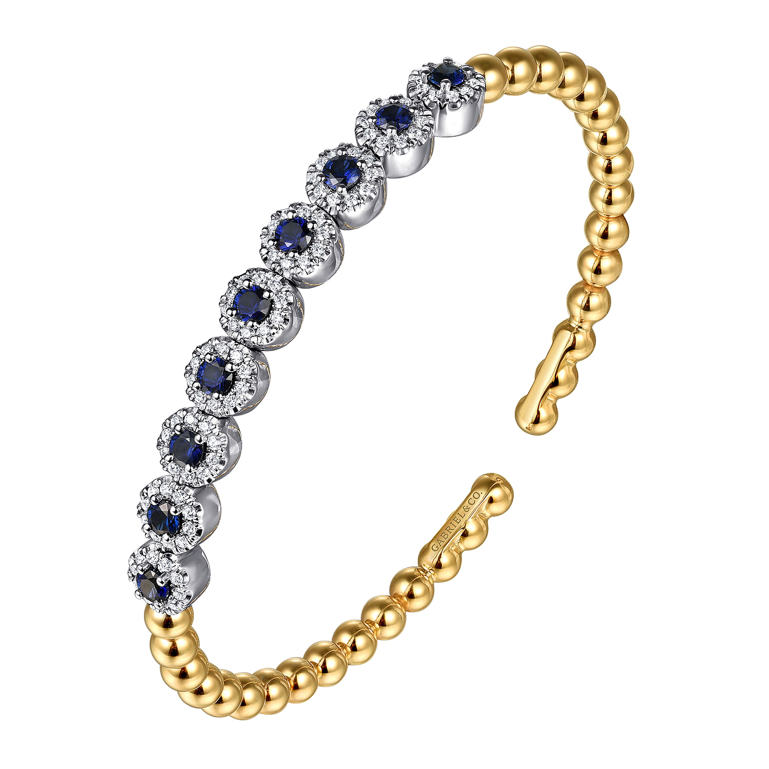 Gabriel & Co.14K Two-Tone Sapphire & Diamond Bangle