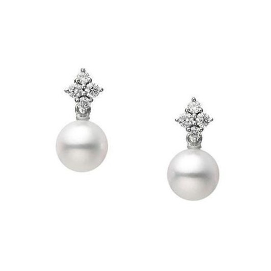 Mikimoto 18K White Gold Pearl Drop Earrings