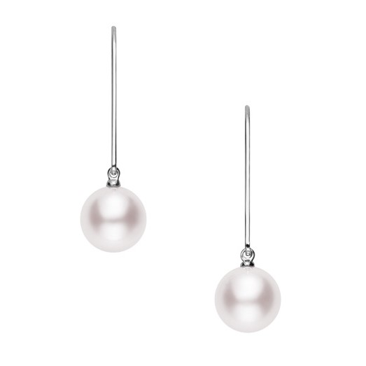 Mikimoto 18K White Gold Lever Back Pearl Earrings