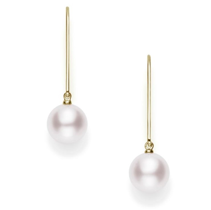 Mikimoto 18K Yellow Gold Lever Back Pearl Earrings