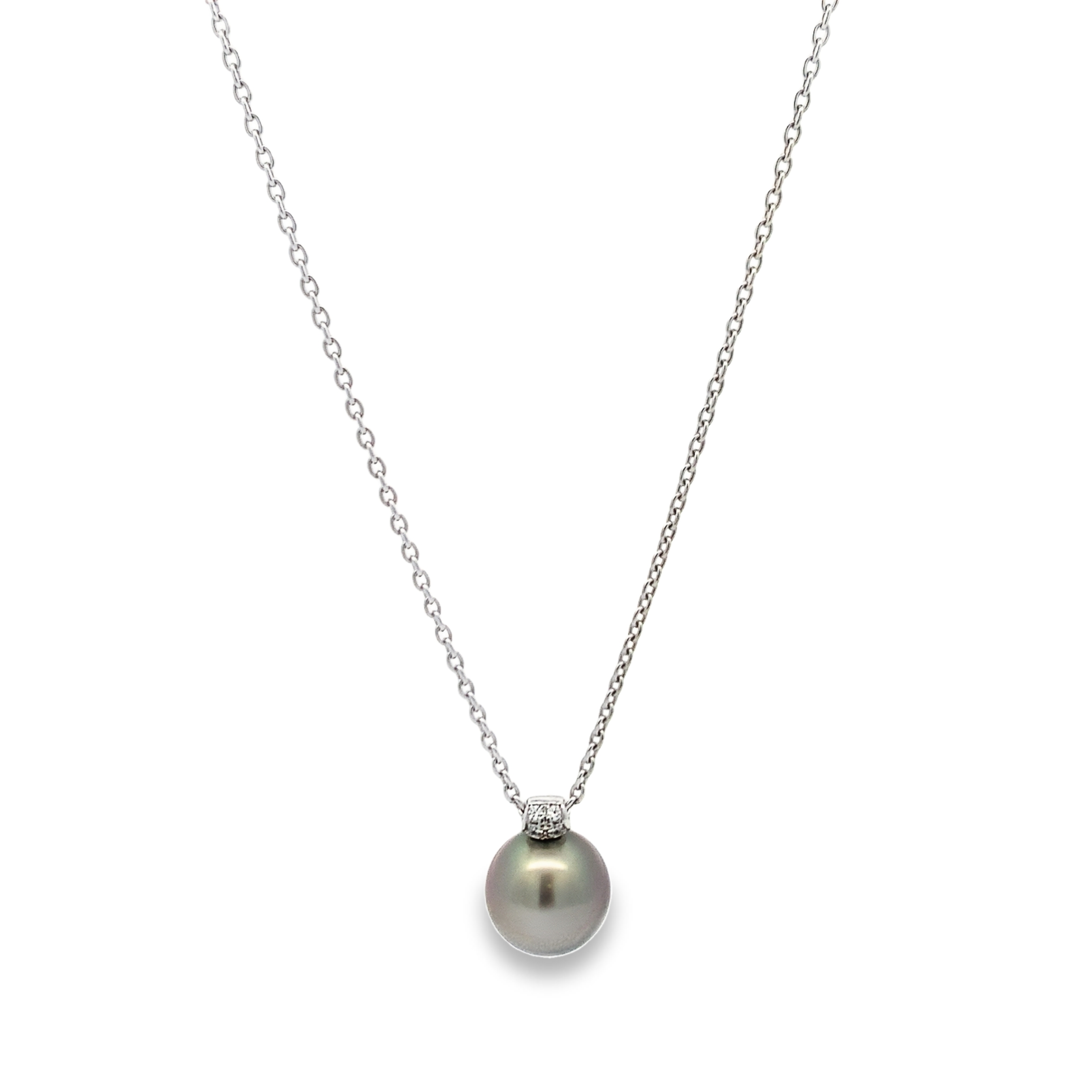 Mikimoto 18K White Gold Black South Sea Pearl Pendant