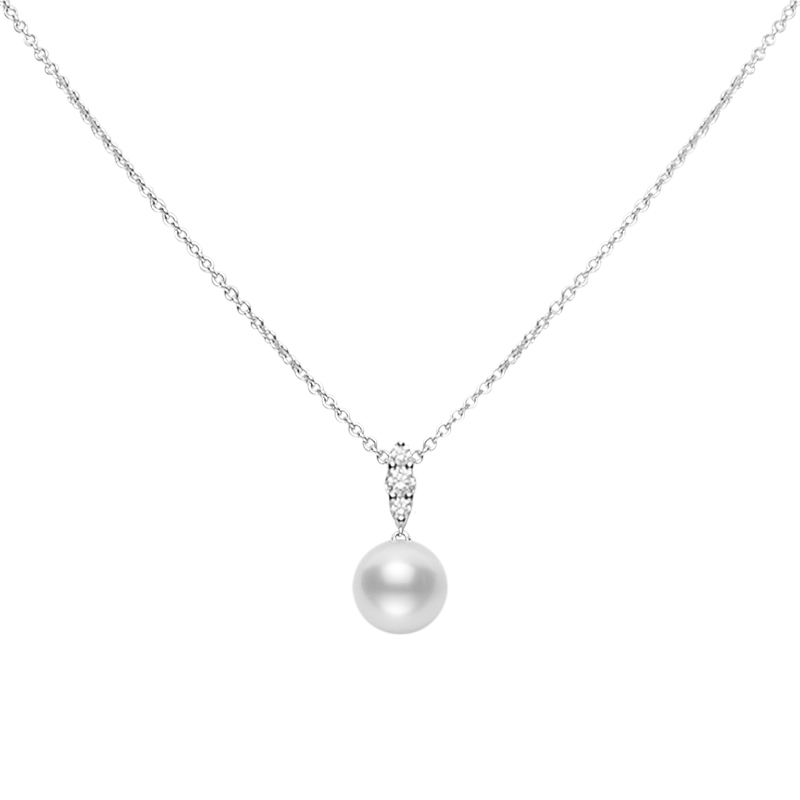 Mikimoto 18K White Gold Morning Dew Pearl Pendant