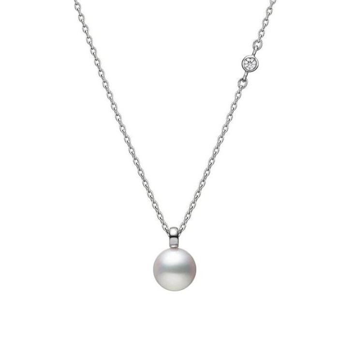 Mikimoto 18K White Gold Pearl Pendant