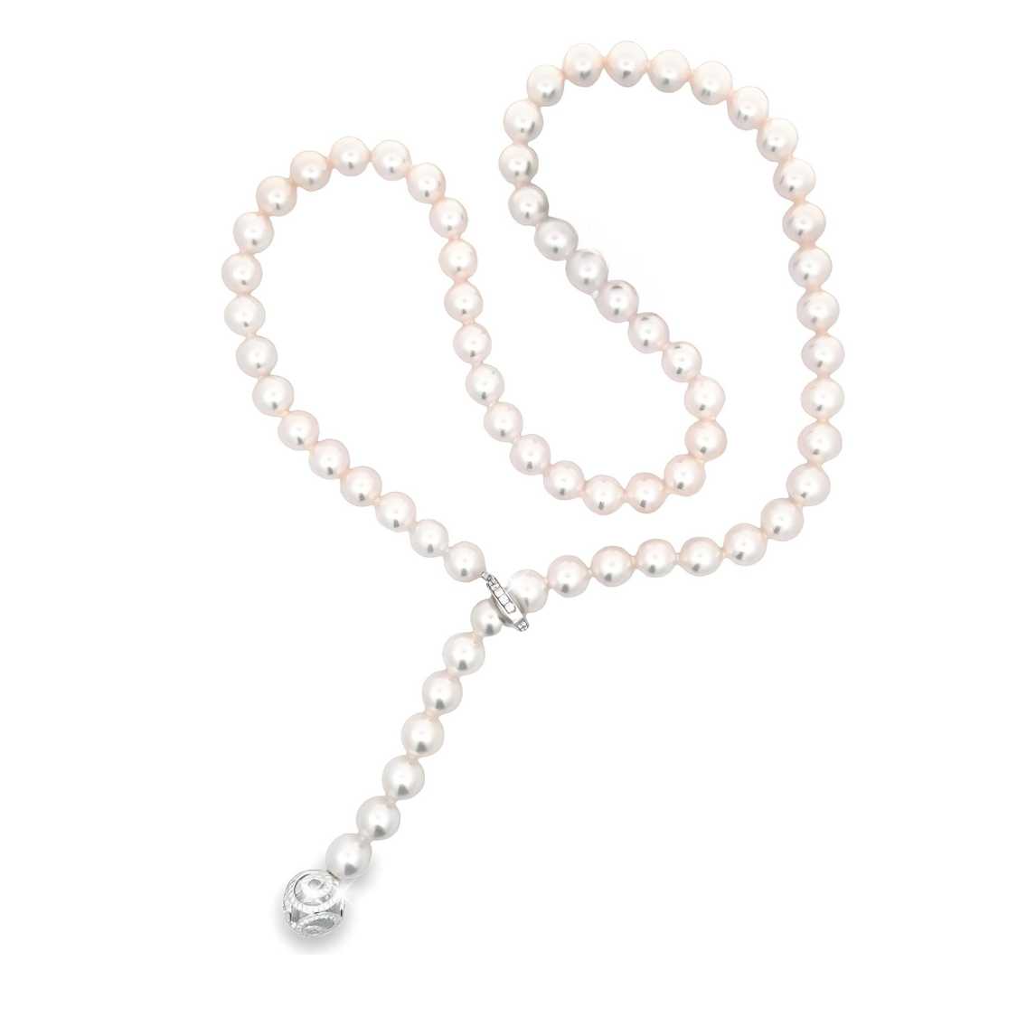 Mikimoto 18K White Gold Pearl Strand Lariat