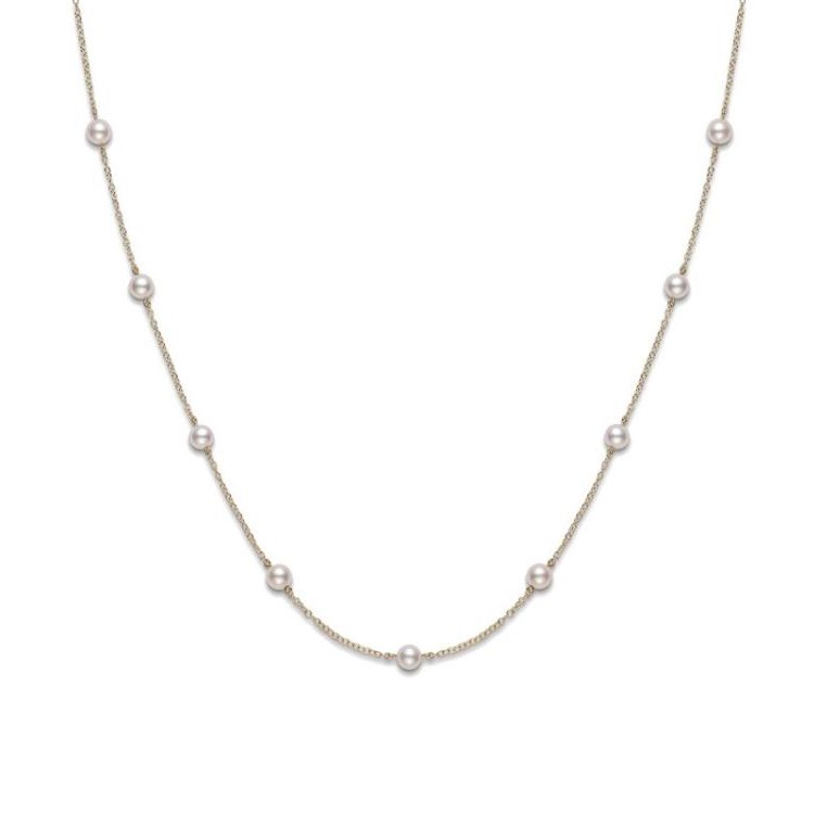 Mikimoto 18K Yellow Gold Pearl Chain Necklace