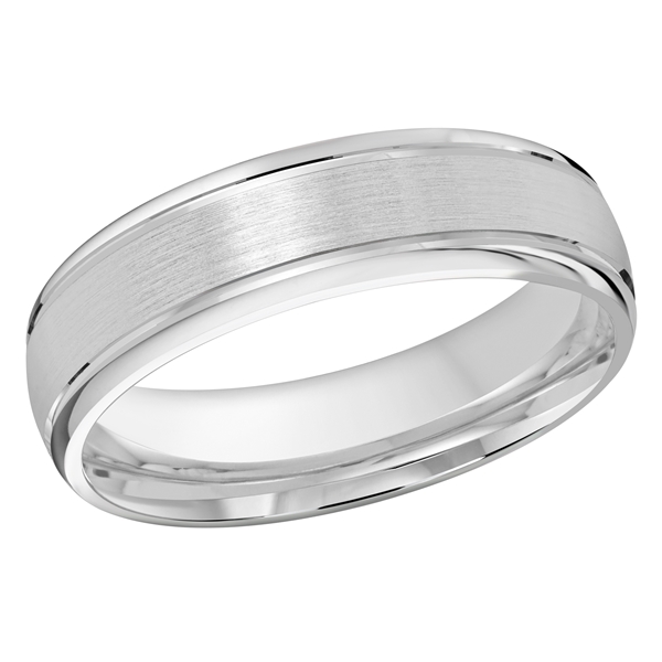 MALO 14K White Gold 6mm Satin Wedding Band