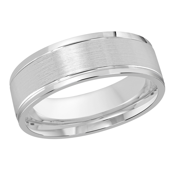 MALO 14K White Gold Satin Center Wedding Band