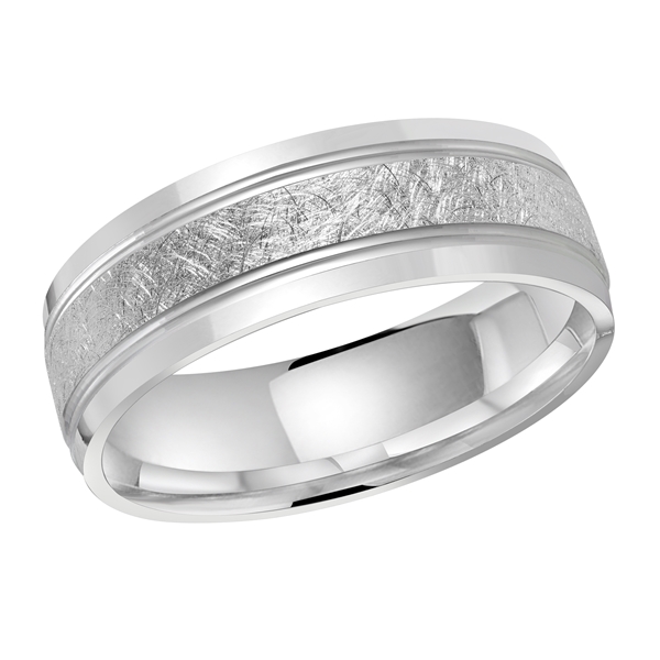 MALO 14K White Gold Scratch Wedding Band