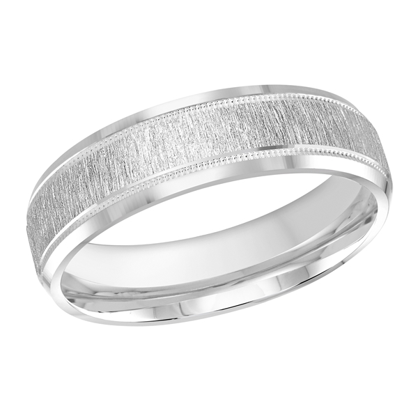 MALO 14K White Gold Brushed Wedding Band