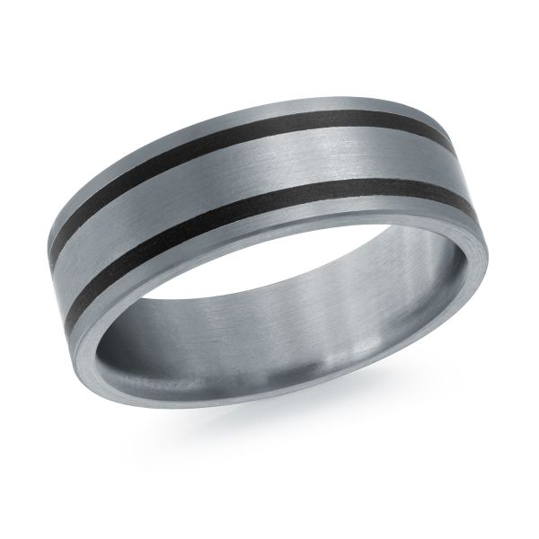 MALO 14 Karat White Gold and Tantalum Wedding Band