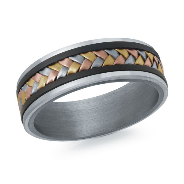 MALO Tantalum and 14K Tri-color Handwoven Wedding Band