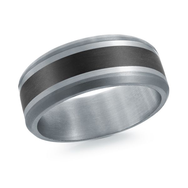 MALO Tantalum and 14K White Gold Wedding Band