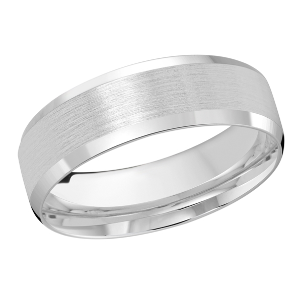 MALO 14K White Gold Satin Center Wedding Band