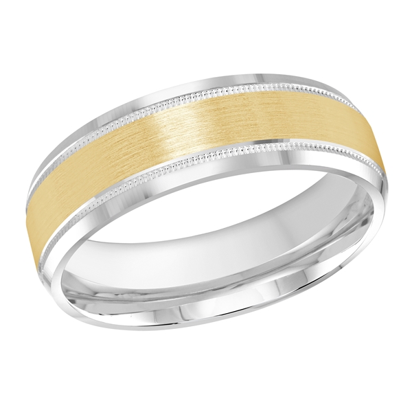 MALO 14K Two-Tone Satin Center with Milgrain Wedding Band