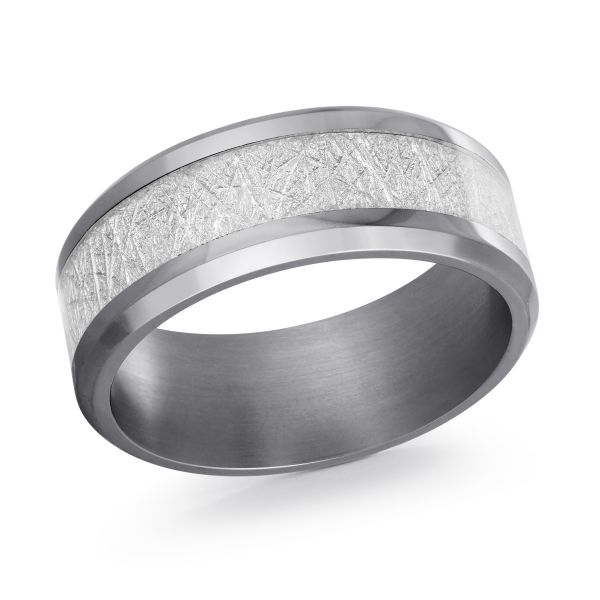 MALO Tantalum Scratch Center Wedding Band