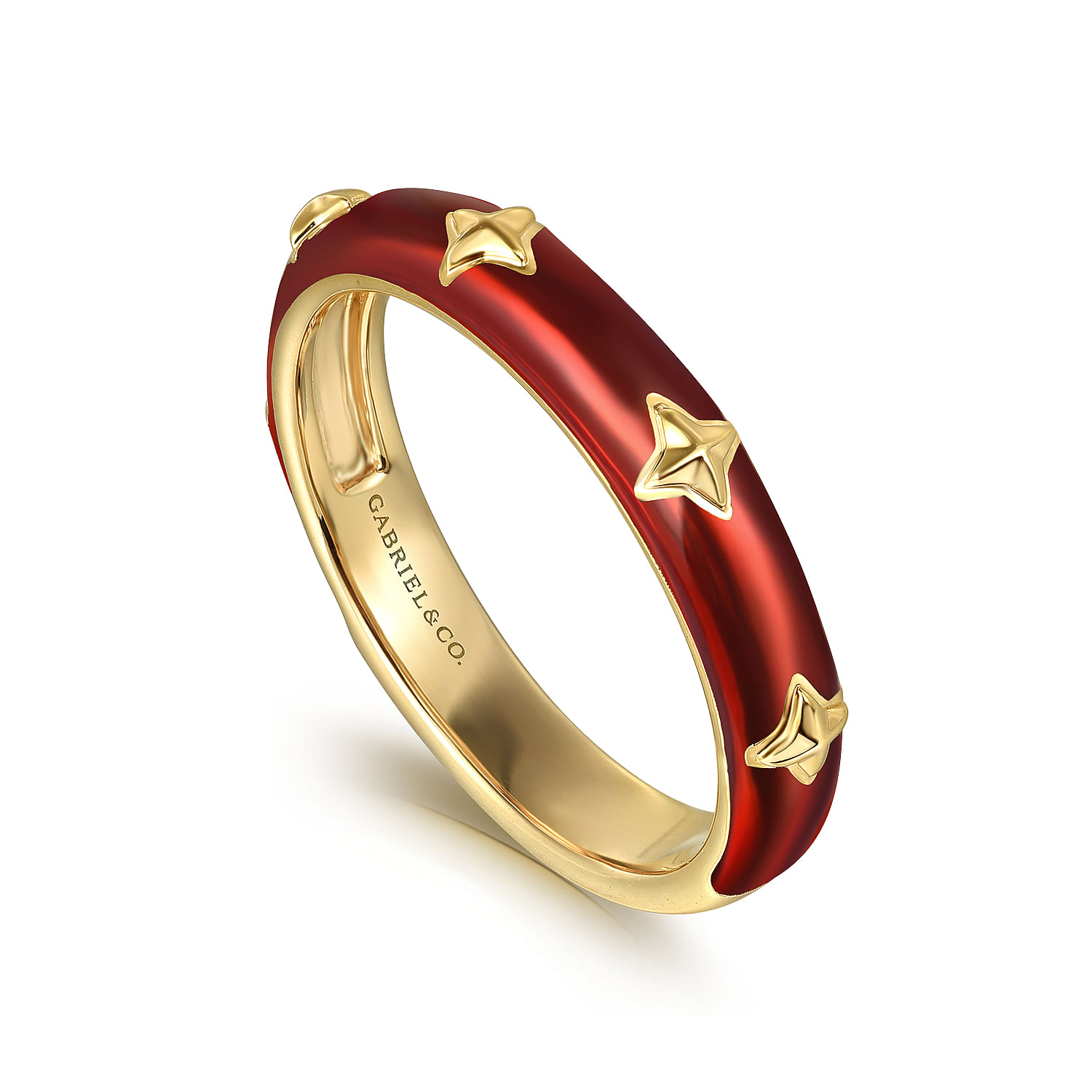 Gabriel & Co. 14K Yellow Gold Red Enamel Ring