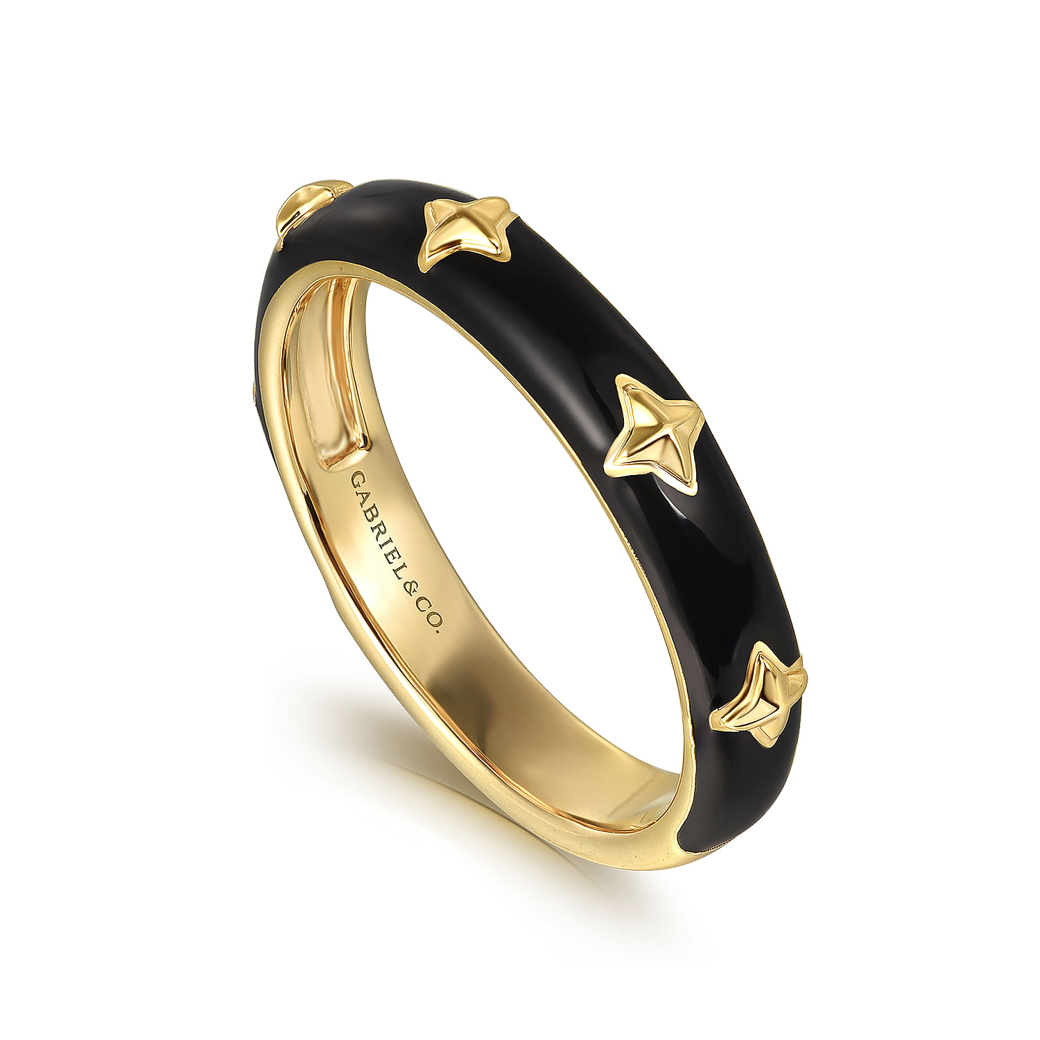 Gabriel & Co. 14K Yellow Gold Black Enamel Ring