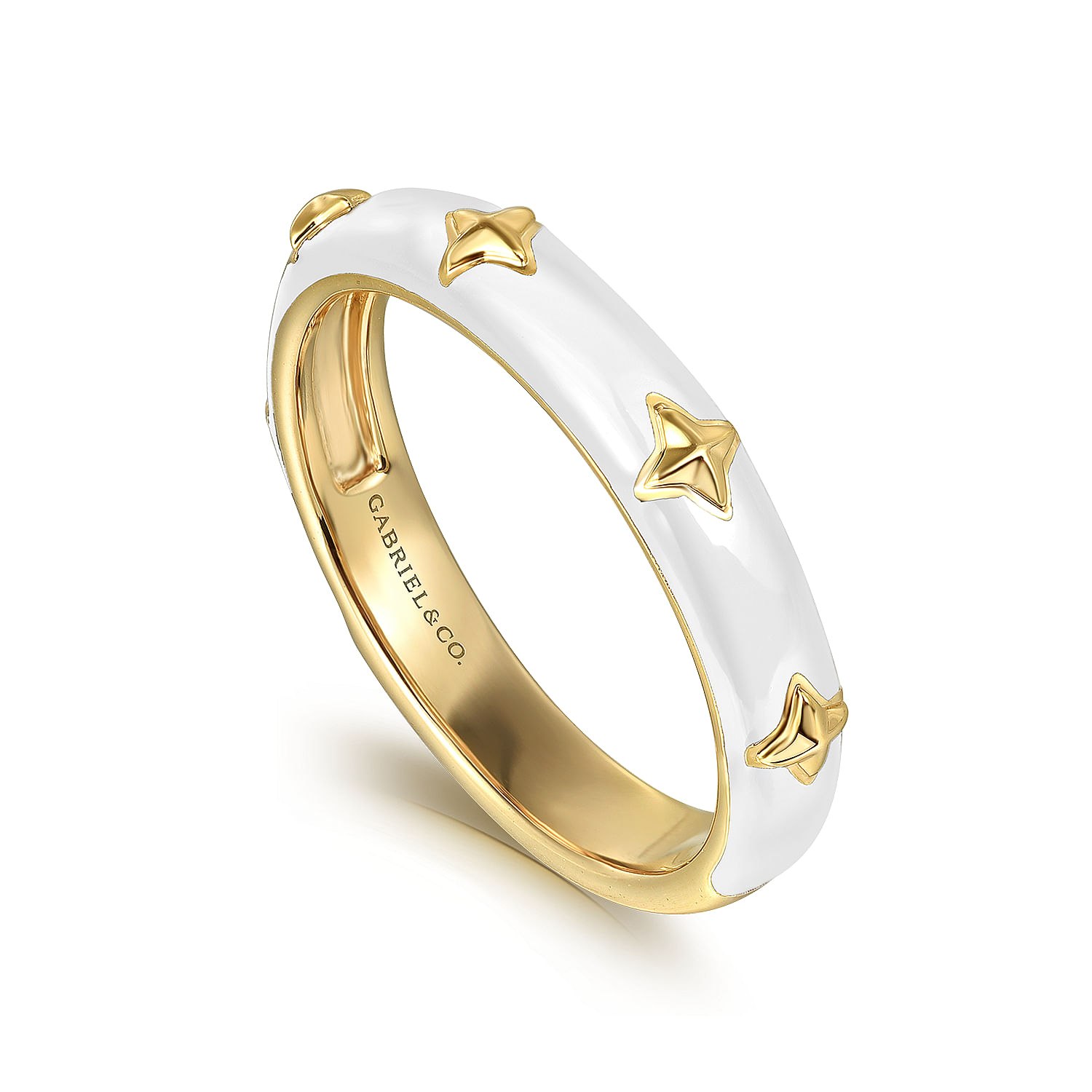 Gabriel & Co. 14K Yellow Gold White Enamel Ring