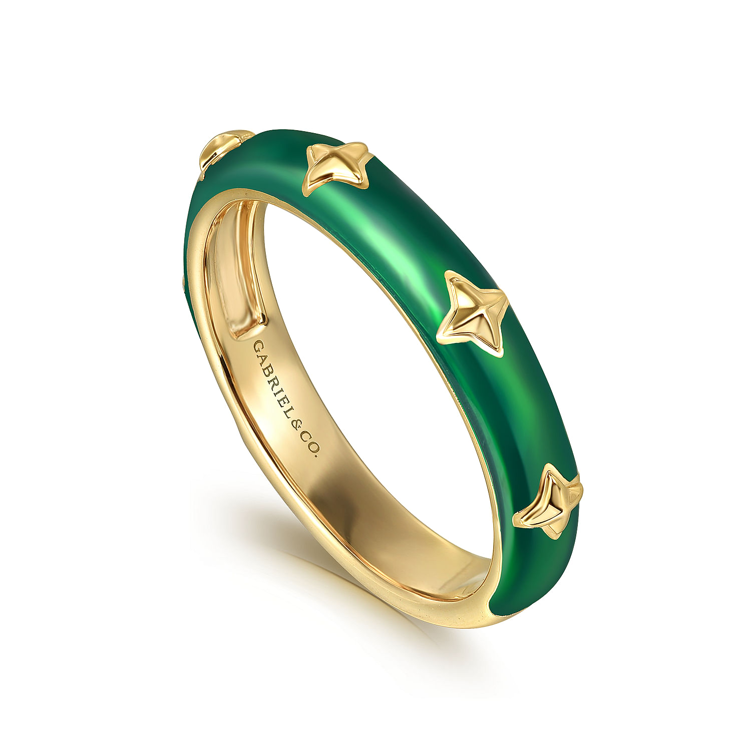 Gabriel & Co. 14K Yellow Gold Green Enamel Ring