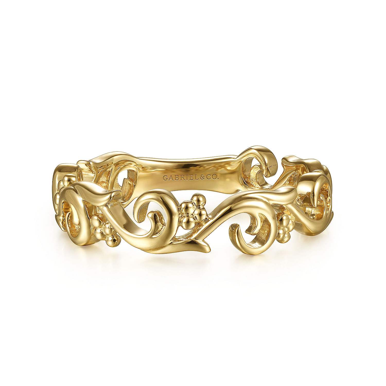 Gabriel & Co. 14K Yellow Gold Floral Band