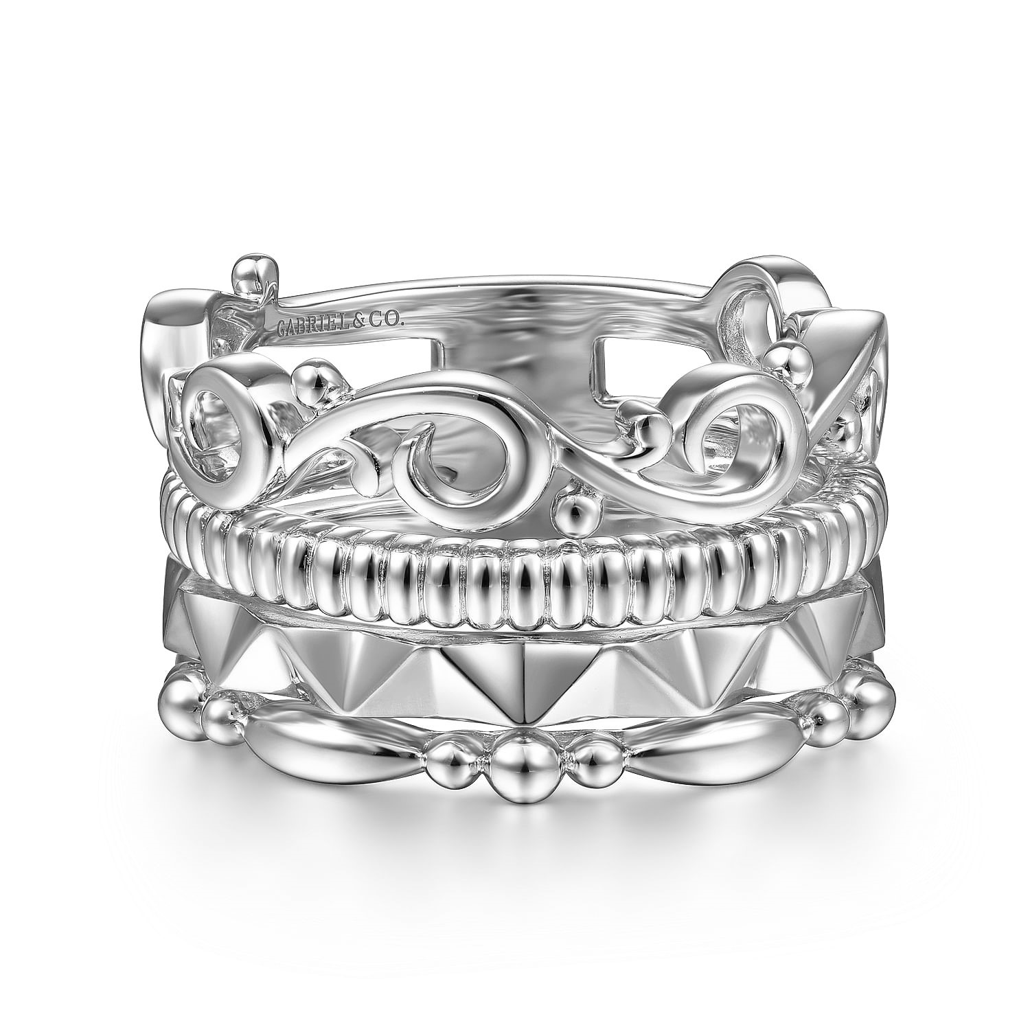 Gabriel & Co. 14K White Gold Stack Ring