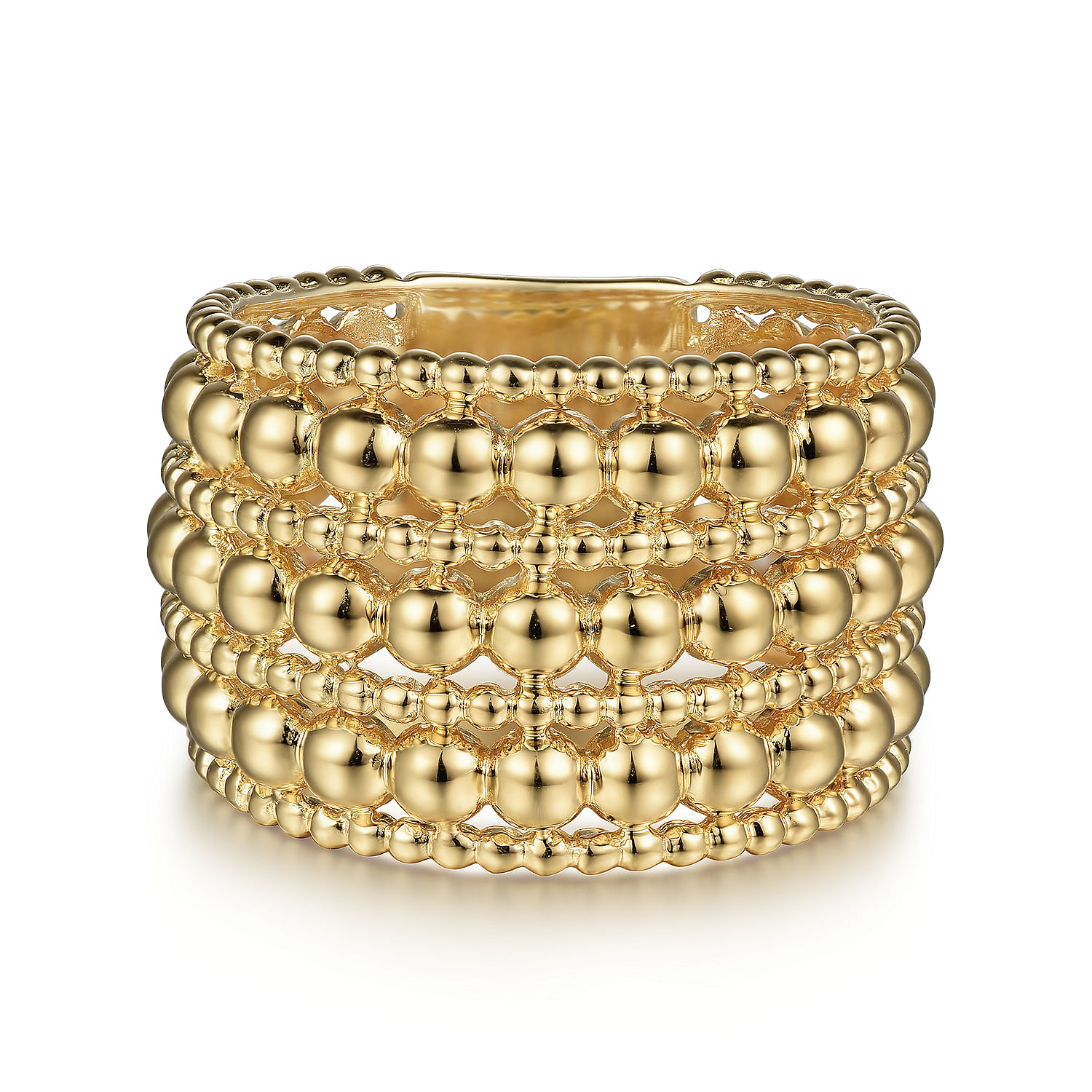 Gabriel & Co. 14K Yellow Gold Bujukan Beaded Ring