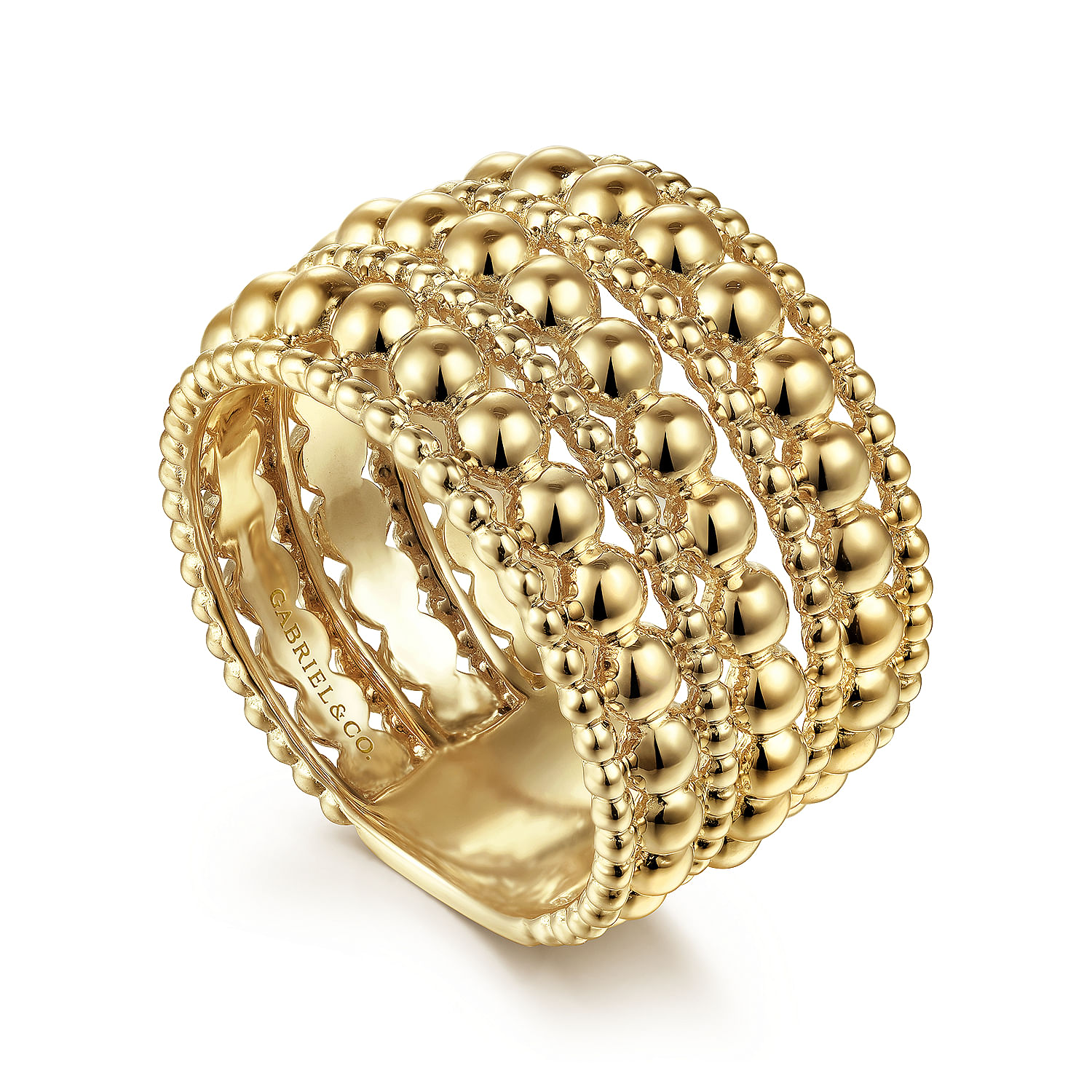 Gabriel & Co. 14K Yellow Gold Bujukan Beaded Ring