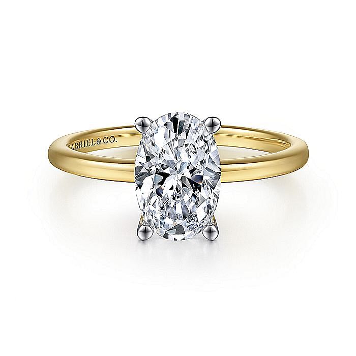 Gabriel & Co. 14K Yellow and White Gold Solitaire Semi-Mount Ring