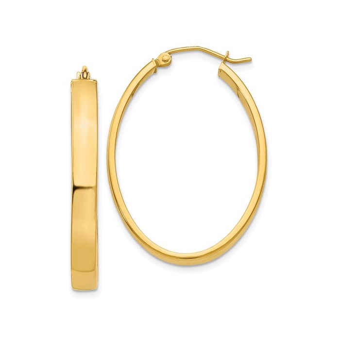 14K Yellow Gold Oval Hoops