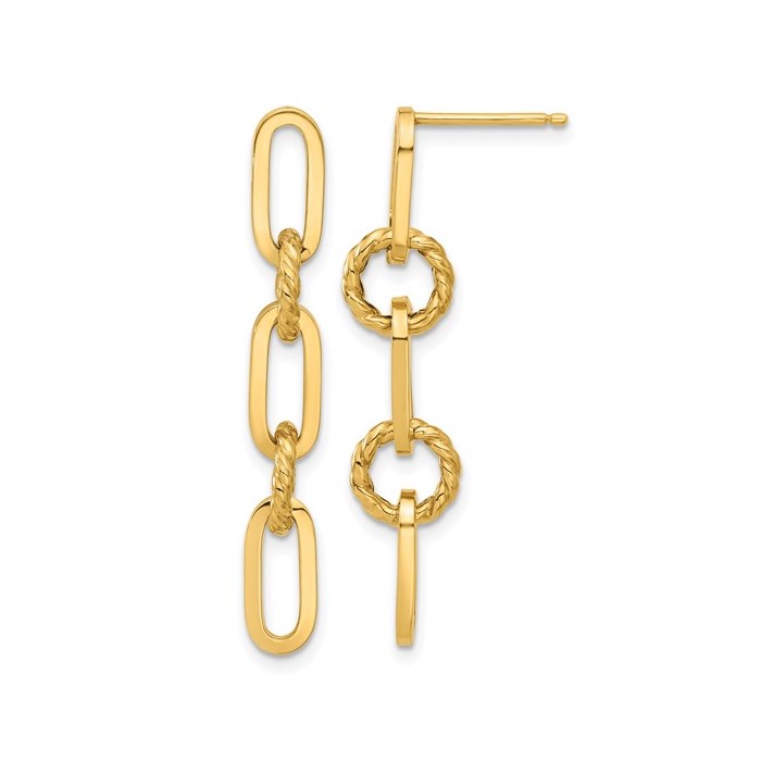 14K Yellow Gold Chain Link Earrings