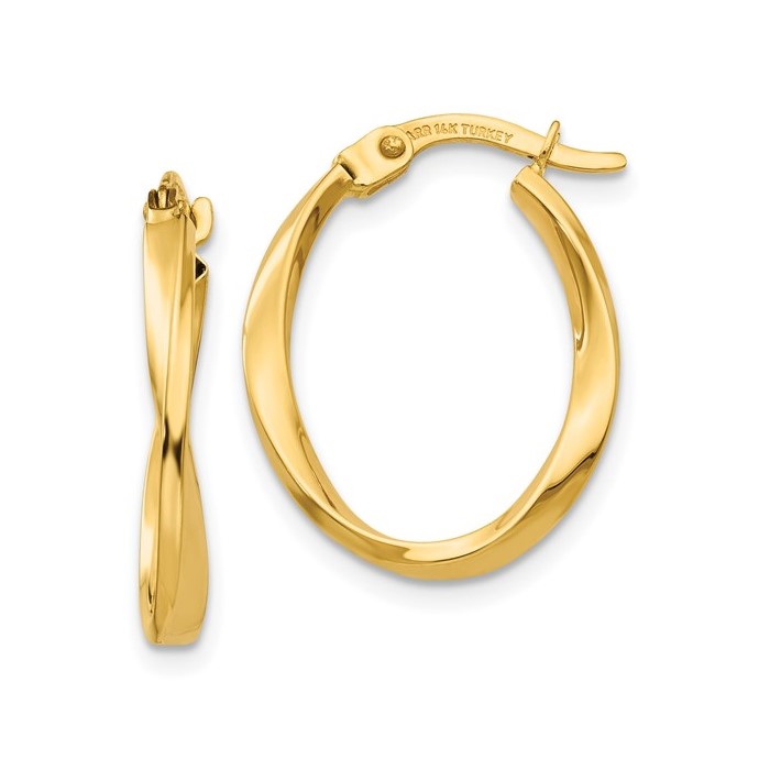 14K Yellow Gold Twisted Hoops