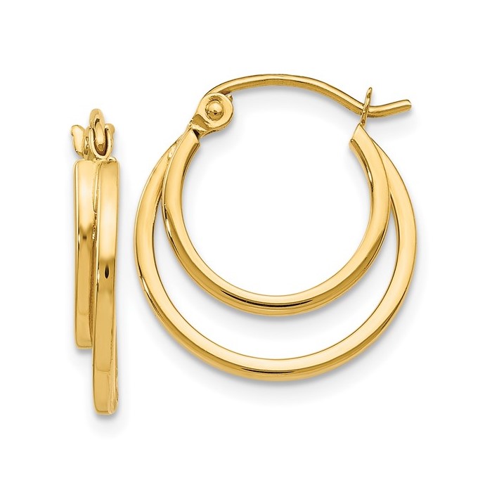 14K Yellow Gold Hinged Hoops