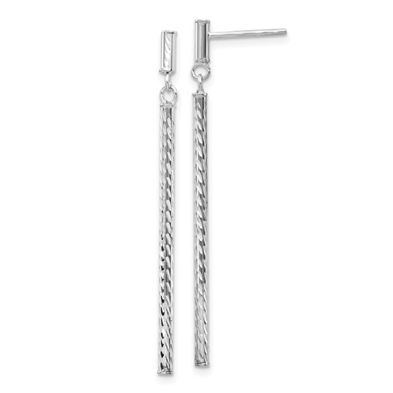 14K White Gold Dangling Bar Earrings