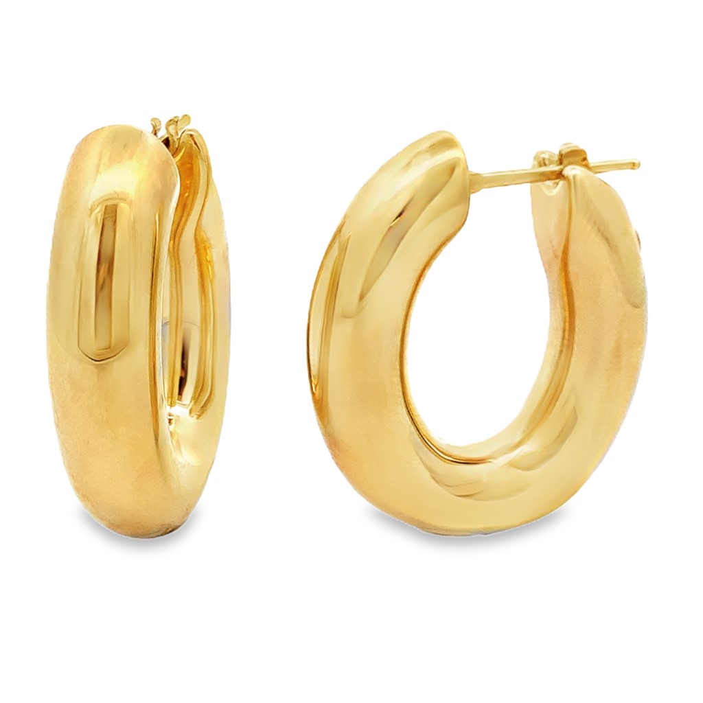 18K Yellow Gold Chunky Oval Hoops