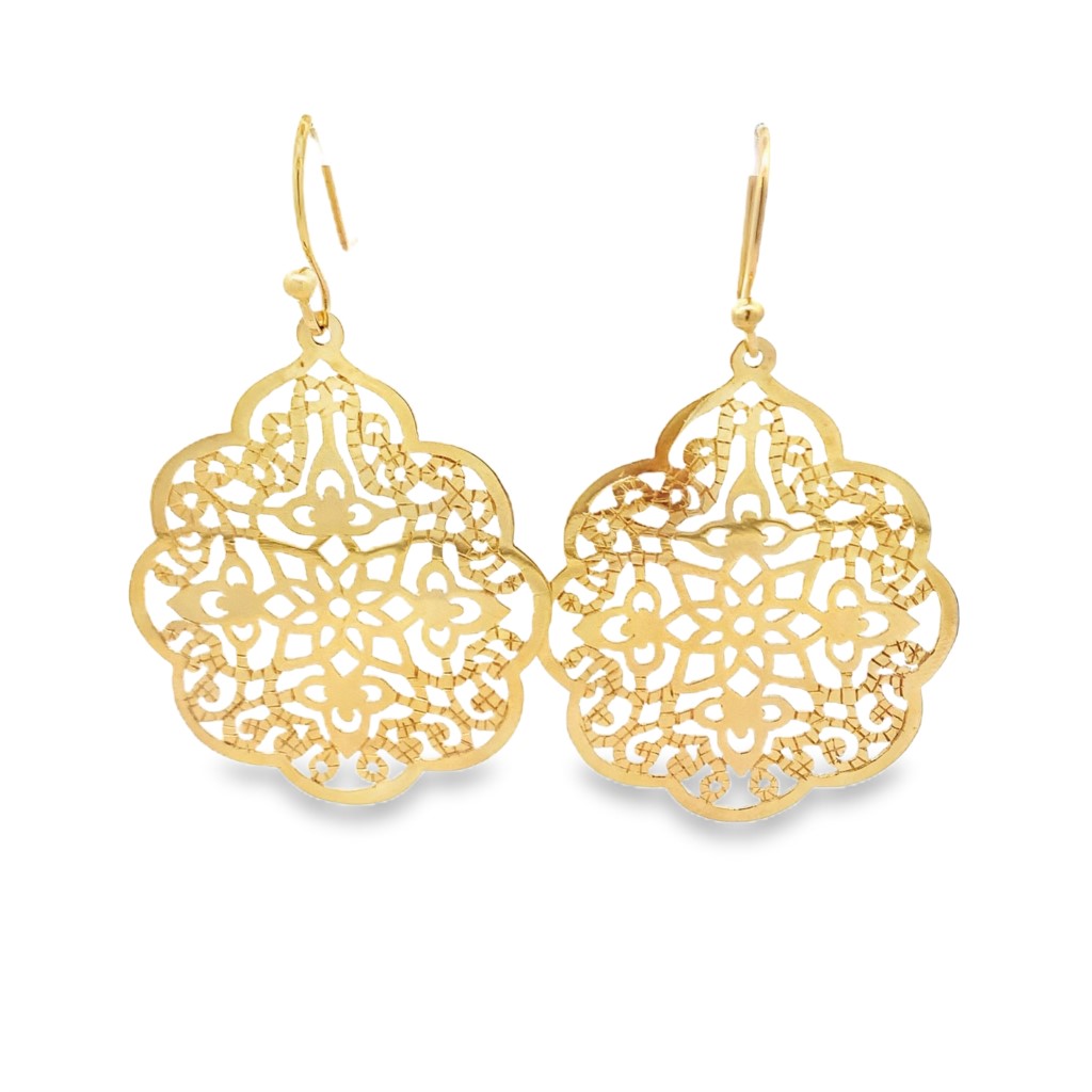 18K Yellow Gold Floral Earrings