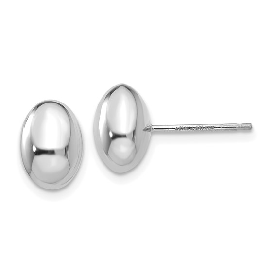 14K White Gold Oval Stud Earrings