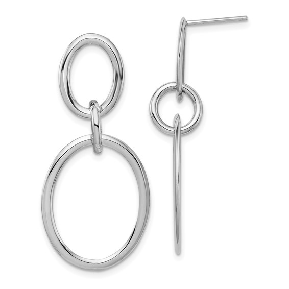 14K White Gold Oval Link Earrings