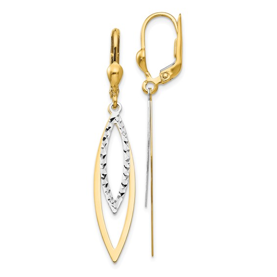 14K Two-Tone Diamond-Cut Dangling Earrings