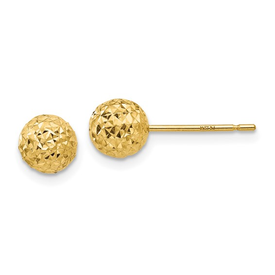 14K Yellow Gold Diamond-Cut Ball Studs