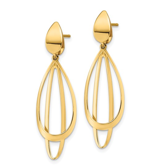 14K Yellow Gold Post Open Dangle Earrings