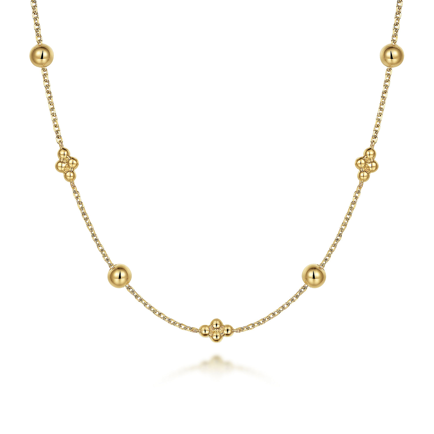 Gabriel & Co. 14K Yellow Gold Bead Station Necklace