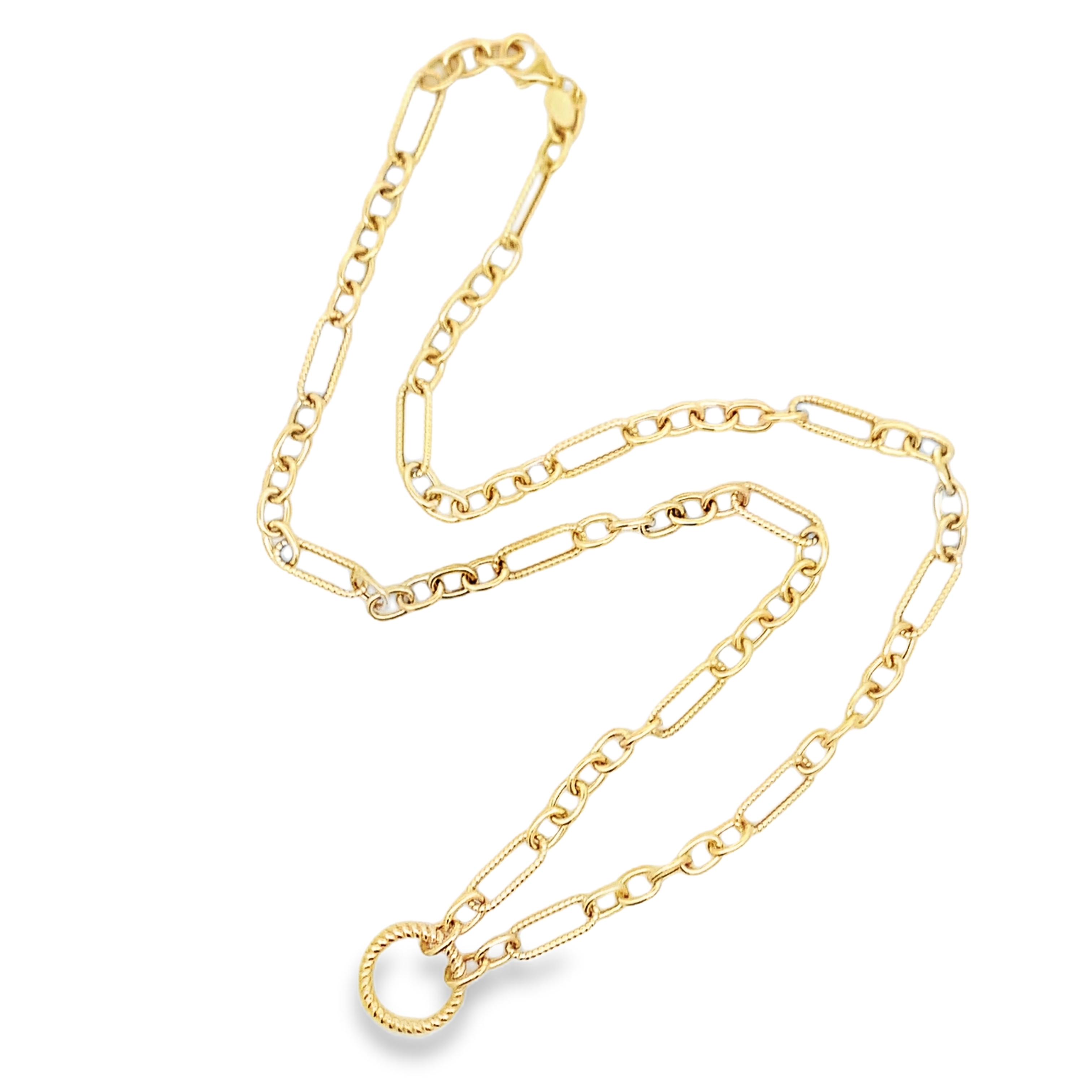 14K Yellow Gold Corrugated Link Chain